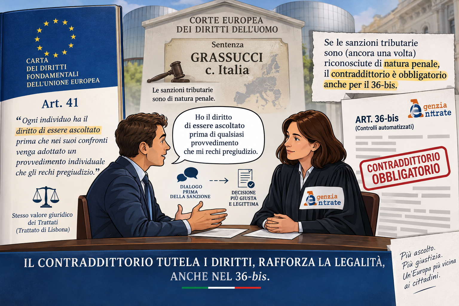 Cartelle ex articolo 36-bis, il contraddittorio necessario alla luce della sentenza Cedu Grassucci e altri contro Italia