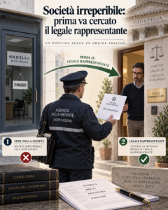 Notifica società irreperibile notifica a legale rappresentante